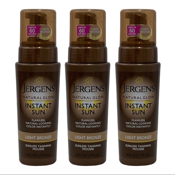 3 Pack Jergens Natural Glow Light Bronze Instant Sun Sunless Tanning Mousse 6 oz - Picture 1 of 6